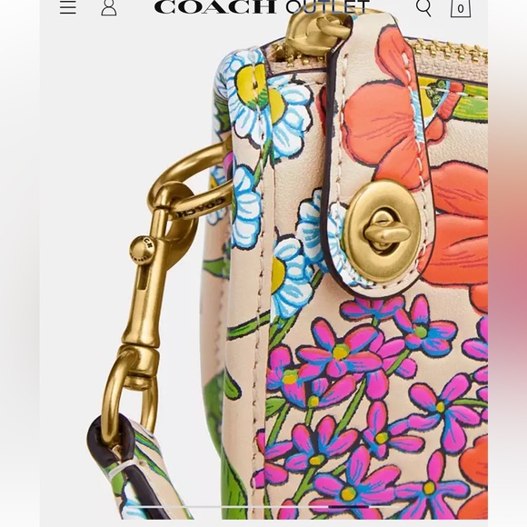 Coach 🌼🌸🌼 Swinger Bag 20 leather purse with floral print bag NWOT - Picture 3 of 15